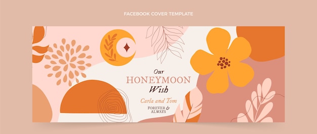 Hand drawn boho honeymoon facebook cover