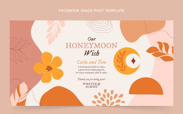 Hand drawn boho honeymoon social media post template