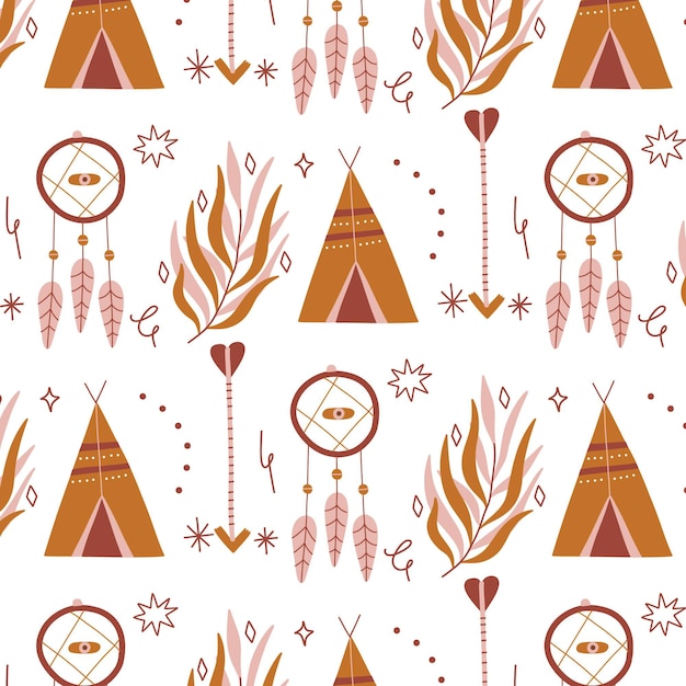 Hand drawn boho pattern design