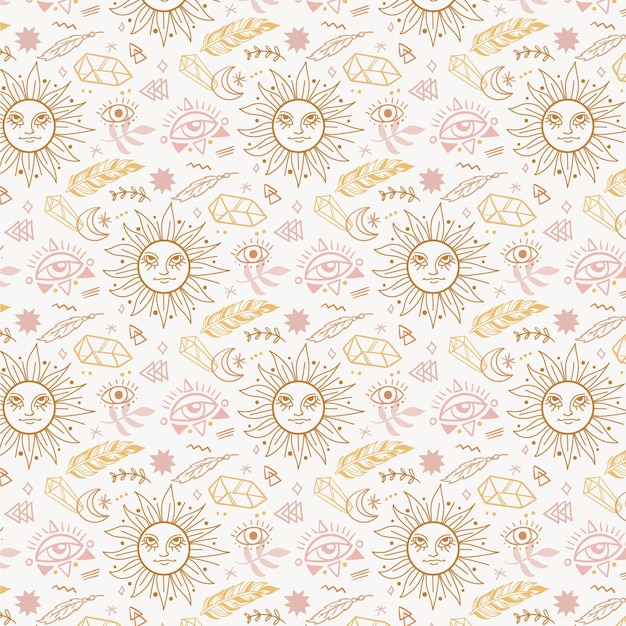 Hand drawn boho pattern design