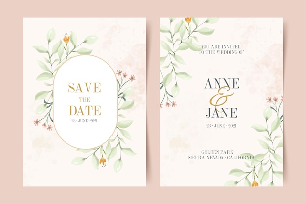 Hand drawn boho wedding invitation template