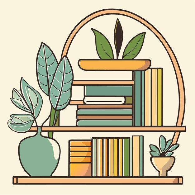 Vector hand drawn book shelf outline illustration