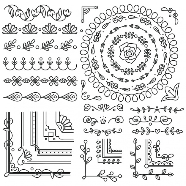 Hand drawn border and frame, wedding card design element