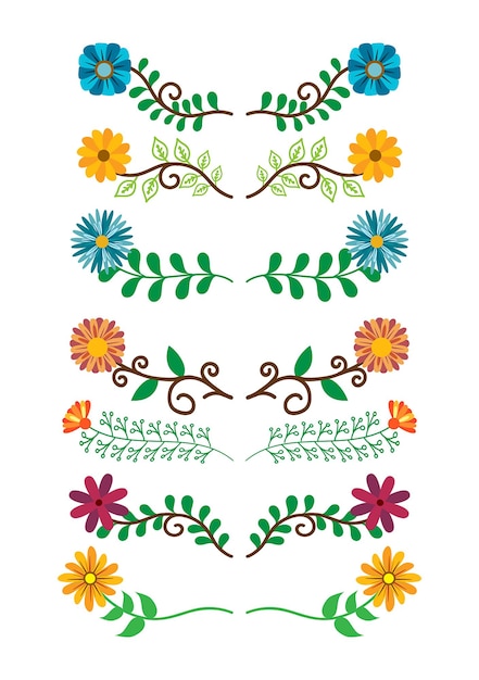 Hand Drawn Borders Elements Set Collection floral Swirl ornament Vector