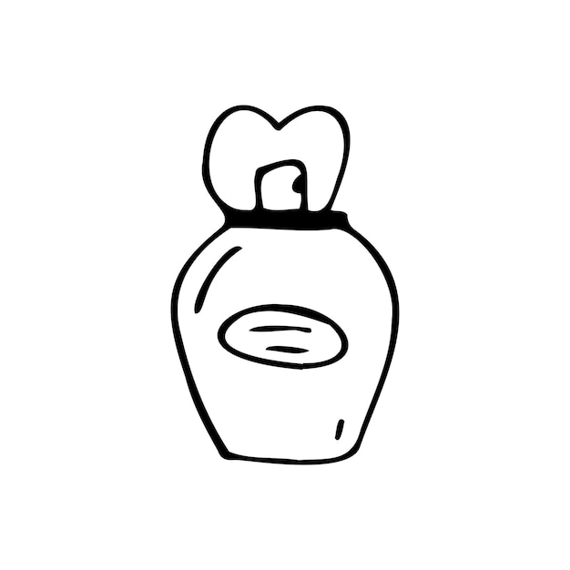 Hand drawn bottle of women's perfume isolated on a white background