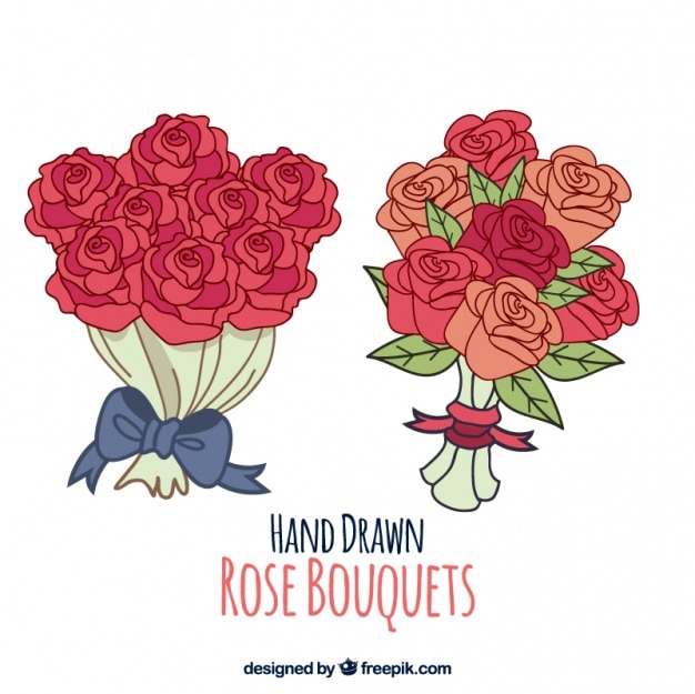 Vector hand drawn bouquets of roses