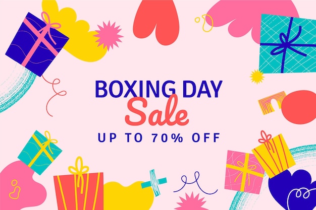 Hand drawn boxing day sale background