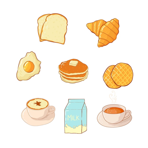 Hand drawn Breakfast food collection