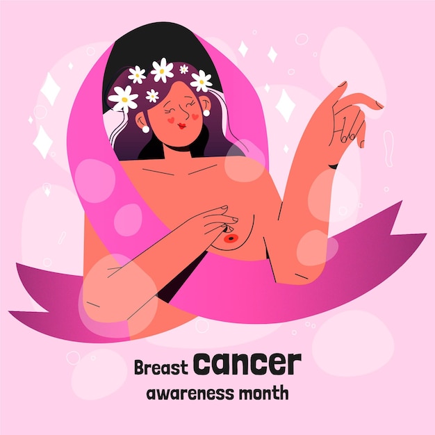 Hand drawn breast cancer awareness month illustration