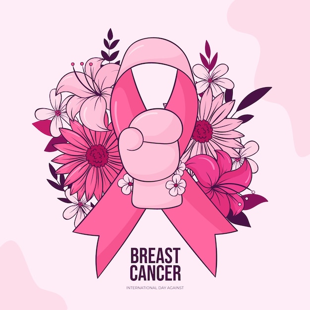 Hand drawn breast cancer awareness month illustration