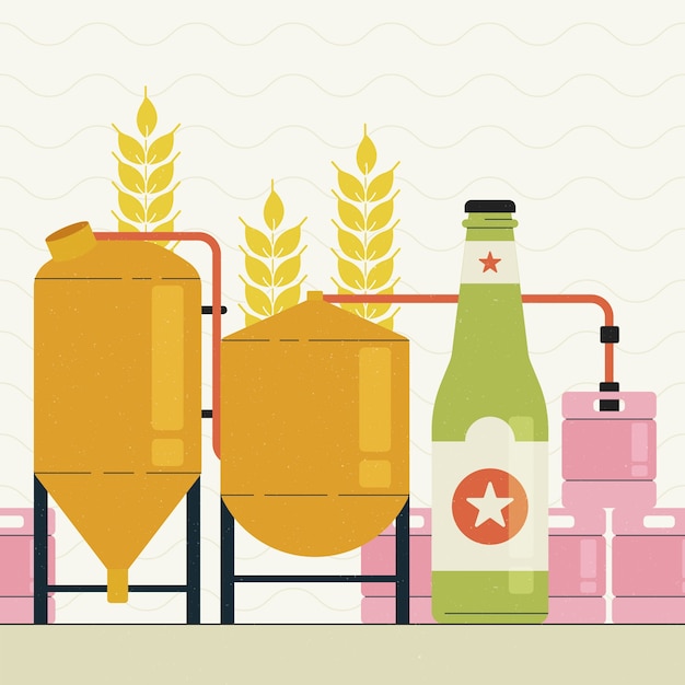 Hand drawn brewery illustration