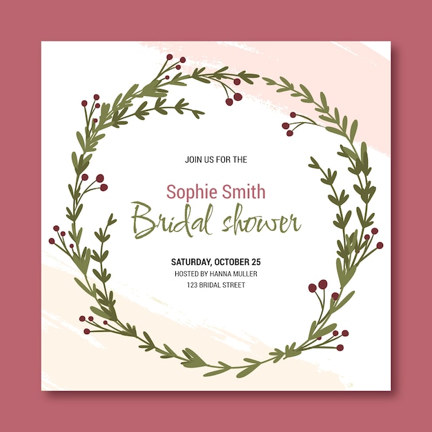 Vector hand drawn bridal shower invitation