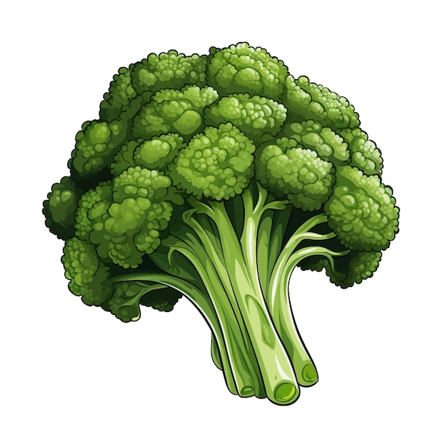 Hand drawn Broccoli cartoon vector illustration clipart white background