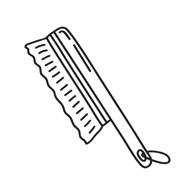 Hand drawn brush for cleaning and washing on a white isolated background Cleaning equipment