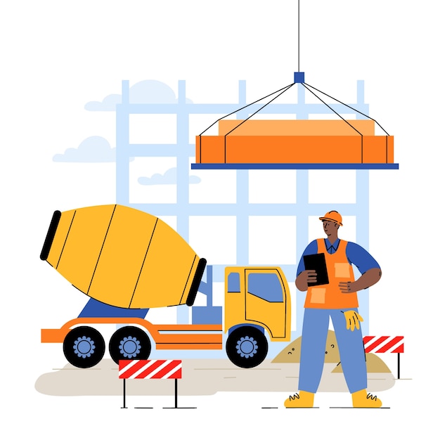 Vector hand drawn building construction illustration