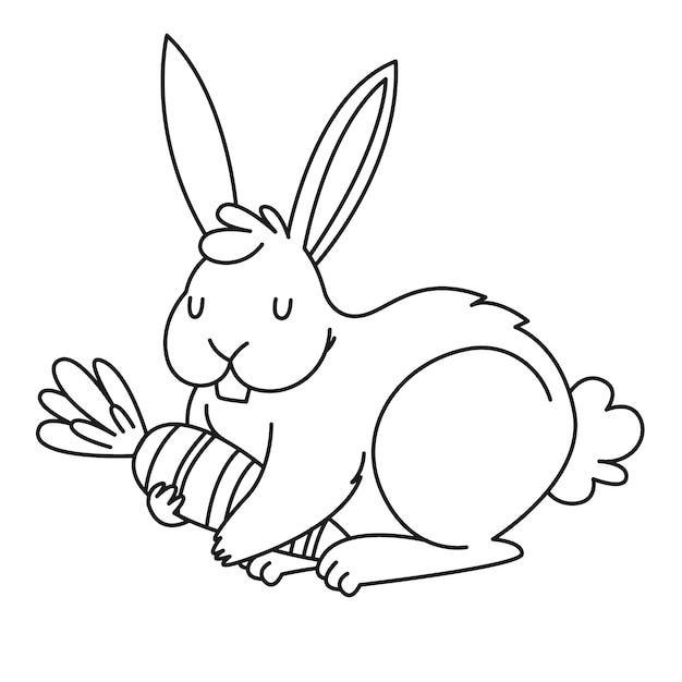 Hand drawn bunny outline illustration