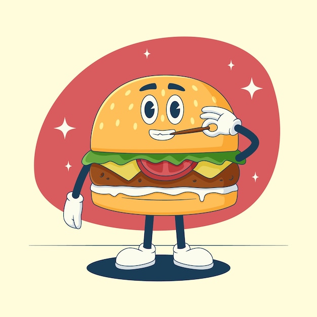 Vector hand drawn burger cartoon illustration