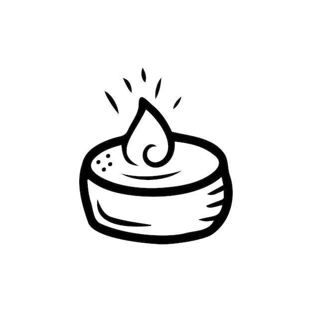 Hand drawn burning candle isolated on a white background