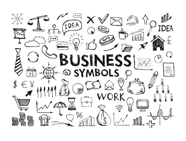 Hand drawn business symbols.