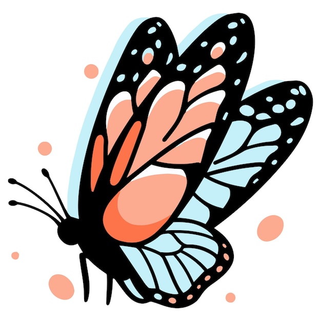 Hand Drawn butterfly in doodle style