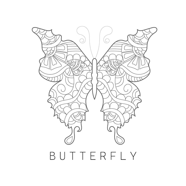 Hand drawn butterfly line art