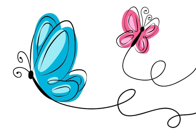 Vector hand drawn butterfly outline background