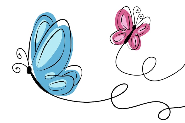 Vector hand drawn butterfly outline background