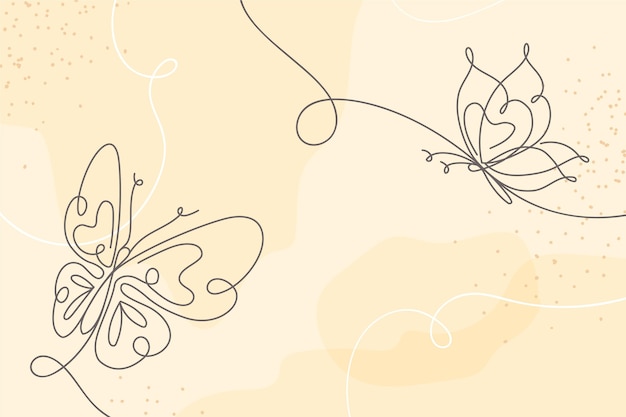 Hand drawn butterfly outline background