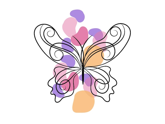 Hand drawn butterfly outline background