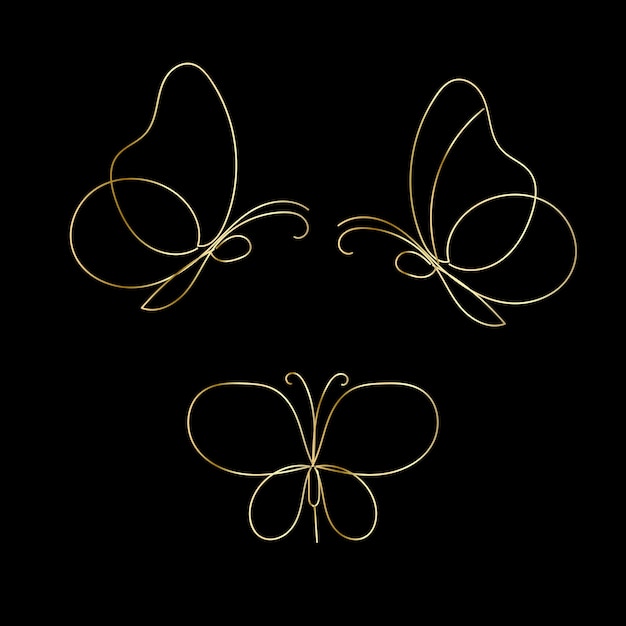 Hand drawn butterfly outline pack