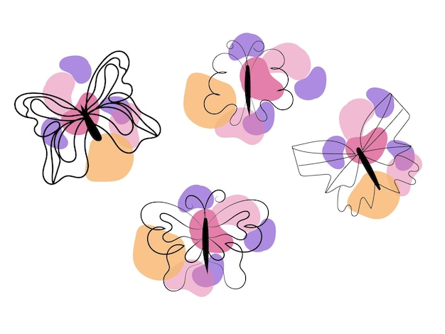 Hand drawn butterfly outline pack