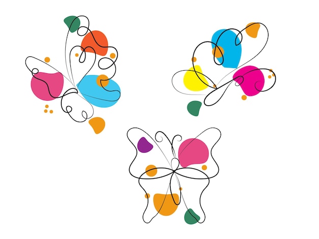 Hand drawn butterfly outline pack