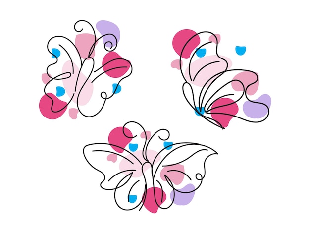 Hand drawn butterfly outline pack