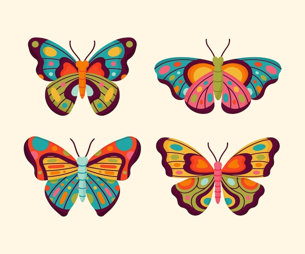 Hand drawn butterfly set design