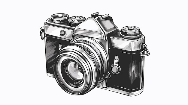 Vector hand drawn camera logo icon design template