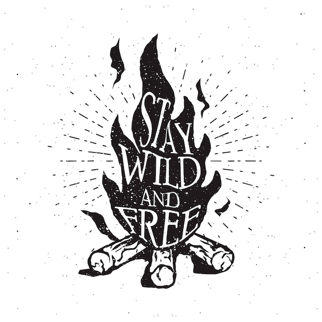 Hand drawn campfire typography badge.