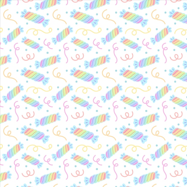 Hand drawn candy pastel color pattern