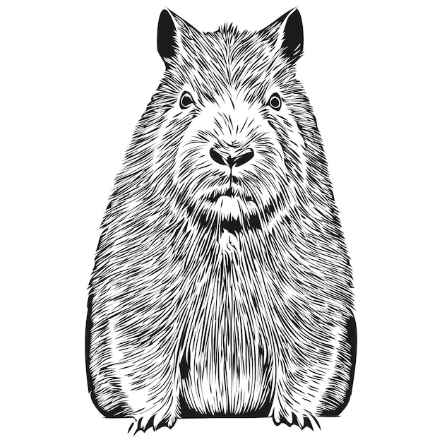 Hand drawn Capybara on a white background capybaras