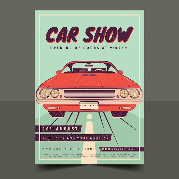 Hand drawn car show poster