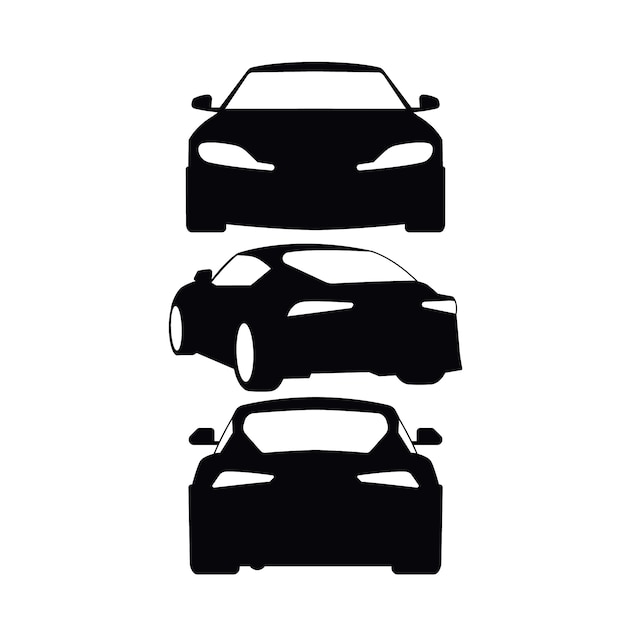 Hand drawn car silhouette set