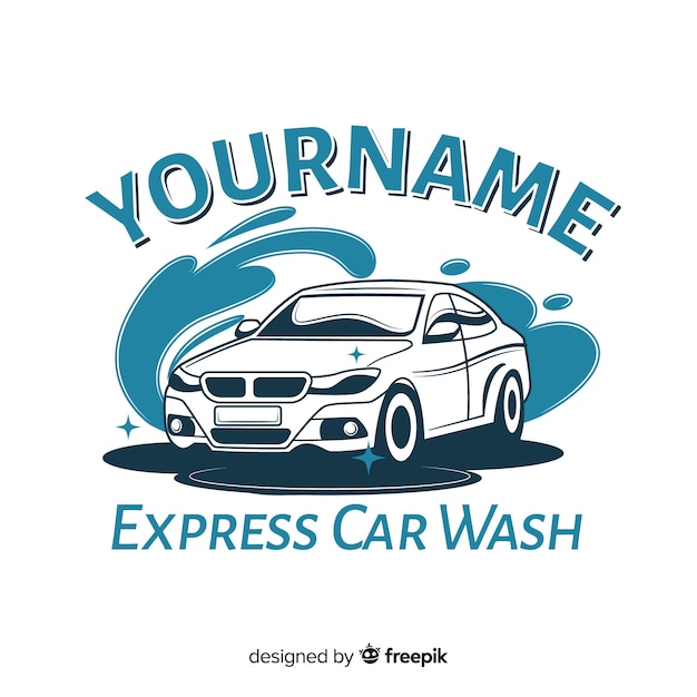 Hand drawn car wash logo background