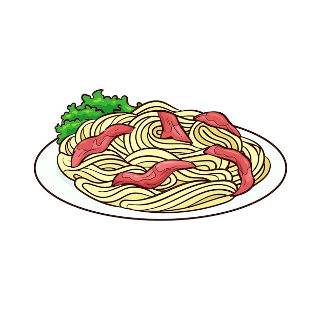 hand drawn carbonara food 1