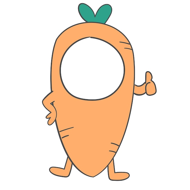 hand drawn carrot costume with hole for face