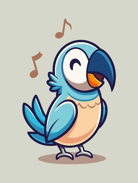 Vector hand drawn cartoon art illustration of a cheerful parrot bobs its head to music