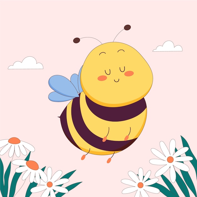 Hand drawn cartoon bee illustration