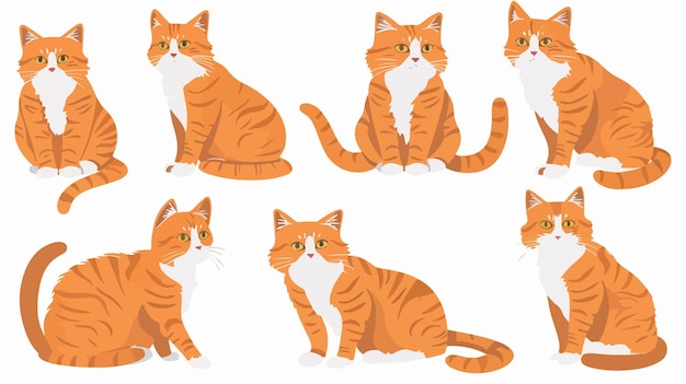 Hand Drawn Cartoon Cat Pet Set Illustration