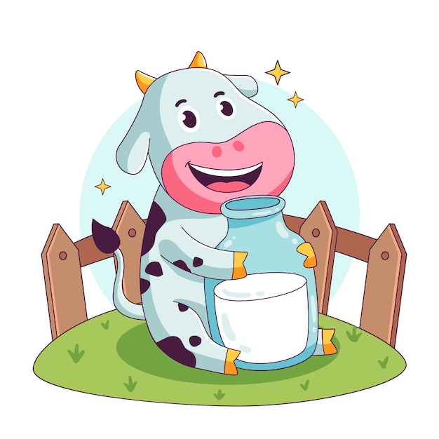 Hand drawn cartoon cow illustration