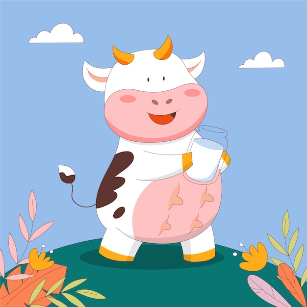 Hand drawn cartoon cow illustration