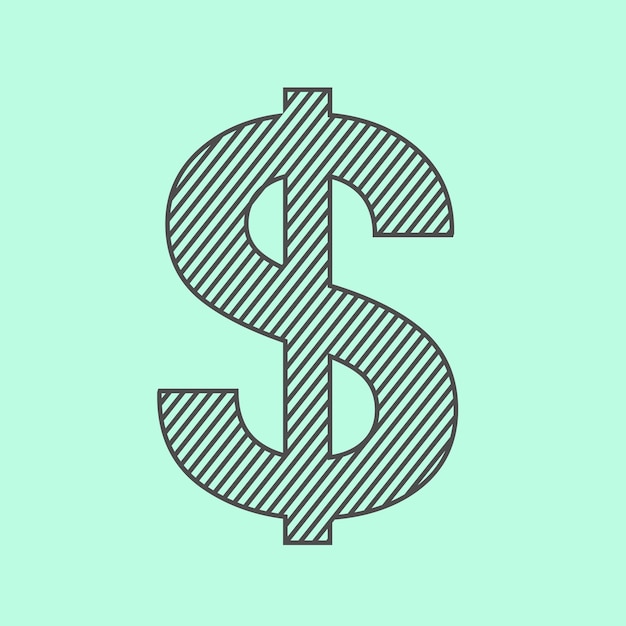 Vector hand drawn cartoon dollar sign illustration