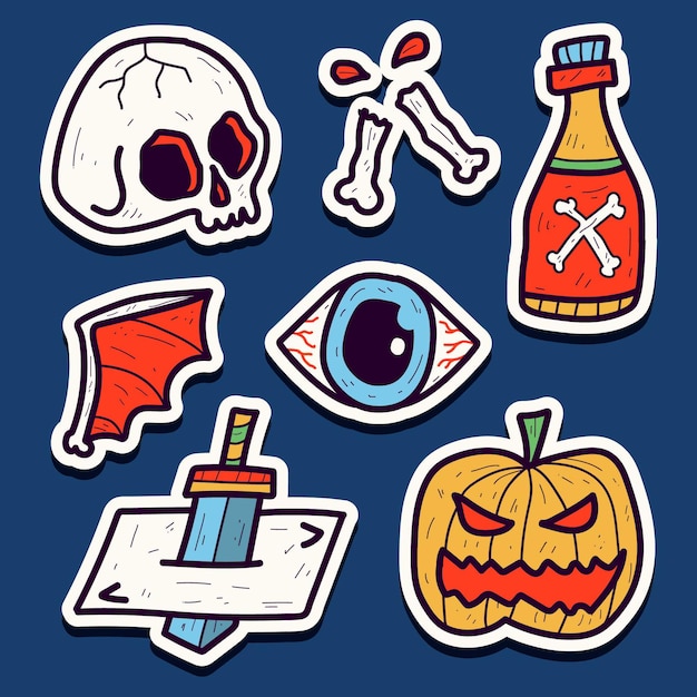 hand drawn cartoon doodle halloween sticker design